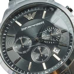 Pre Owned Emporio Armani Black Stainless Steel AR-2434 Men's Wristwatch 41 mm
