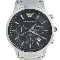 Pre Owned Emporio Armani Black Stainless Steel AR-2434 Men's Wristwatch 41 mm
