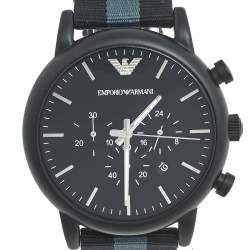 Pre Owned Emporio Armani Black PVD Coated Stainless Steel Canvas Luigi AR-1948 Men's Wristwatch 46 mm