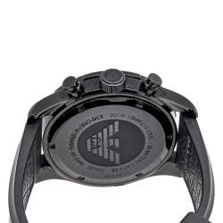 Pre Owned Emporio Armani Black PVD Coated Stainless Steel Rubber Sportivo AR5946 Men's Wristwatch 44 mm
