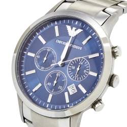 Pre Owned Emporio Armani Blue Stainless Steel AR2448 Men's Wristwatch 43 mm