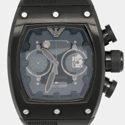 Pre Owned Emporio Armani Black PVD Coated Stainless Steel Rubber Super Meccanico AR4901 Men's Wristwatch 42 mm