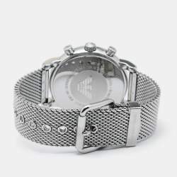 Pre Owned Emporio Armani Black Stainless Steel Classic AR1808 Men's Wristwatch 46 mm