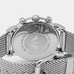 Pre Owned Emporio Armani Black Stainless Steel Classic AR1808 Men's Wristwatch 46 mm