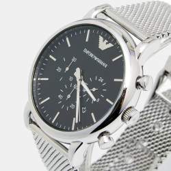 Pre Owned Emporio Armani Black Stainless Steel Classic AR1808 Men's Wristwatch 46 mm