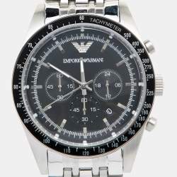 Pre Owned Emporio Armani Black Stainless Steel Sportivo AR-5988 Men's Wristwatch 46 mm