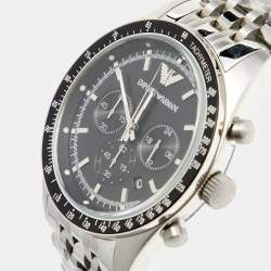 Pre Owned Emporio Armani Black Stainless Steel Sportivo AR-5988 Men's Wristwatch 46 mm