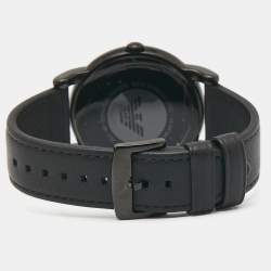 Pre Owned Emporio Armani Black PVD Coated Stainless Steel Leather Classic AR1732 Men's Wristwatch 41 mm 