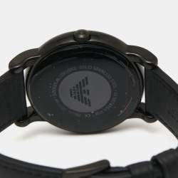 Pre Owned Emporio Armani Black PVD Coated Stainless Steel Leather Classic AR1732 Men's Wristwatch 41 mm 
