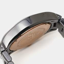 Pre Owned Emporio Armani Black Ceramic Rose Gold Plated Stainless Steel Cermica AR1410 Men's Wristwatch 42 mm 