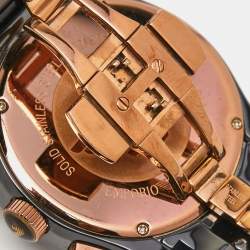 Pre Owned Emporio Armani Black Ceramic Rose Gold Plated Stainless Steel Cermica AR1410 Men's Wristwatch 42 mm 
