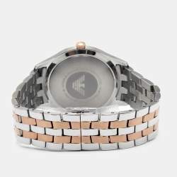 Emporio Armani Silver Two Tone Stainless Steel Lamda AR11044 Men's Wristwatch 43 mm