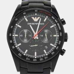 Pre Owned Emporio Armani Black Ion Plated Stainless Steel AR6094 Men's Wristwatch 43 mm