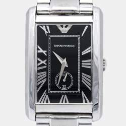 Pre Owned Emporio Armani Black Stainless Steel Classic AR1608 Men's Wristwatch 32 mm 
