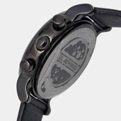 Pre Owned Emporio Armani Black PVD Coated Stainless Steel Leather Classic AR1737 Men's Wristwatch 41 mm