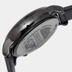 Pre Owned Emporio Armani Black PVD Coated Stainless Steel Leather Classic AR1737 Men's Wristwatch 41 mm