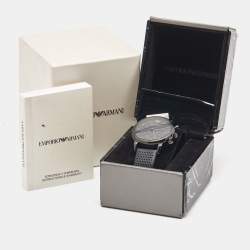 Pre Owned Emporio Armani Black PVD Coated Stainless Steel Leather Classic AR1737 Men's Wristwatch 41 mm