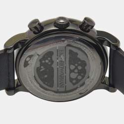 Pre Owned Emporio Armani Black PVD Coated Stainless Steel Leather Classic AR1737 Men's Wristwatch 41 mm