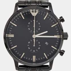 Pre Owned Emporio Armani Black PVD Coated Stainless Steel Classic AR1934 Men's Wristwatch 43 mm