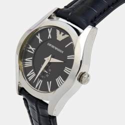 Emporio Armani Black Stainless Steel Embossed Leather Velente AR0644 Women's Wristwatch 35 mm