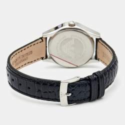 Emporio Armani Black Stainless Steel Embossed Leather Velente AR0644 Women's Wristwatch 35 mm