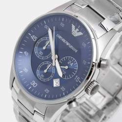 Pre Owned Emporio Armani Blue Stainless Steel AR5860 Men's Wristwatch 43 mm