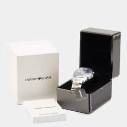 Pre Owned Emporio Armani Blue Stainless Steel AR5860 Men's Wristwatch 43 mm