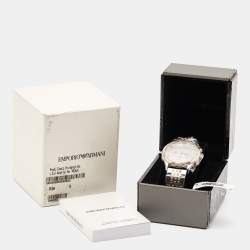 Pre Owned Emporio Armani Silver Grey Two-Tone Stainless Steel AR1864 Men's Wristwatch 43 mm