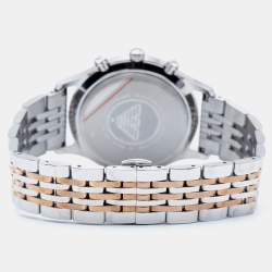 Pre Owned Emporio Armani Silver Grey Two-Tone Stainless Steel AR1864 Men's Wristwatch 43 mm