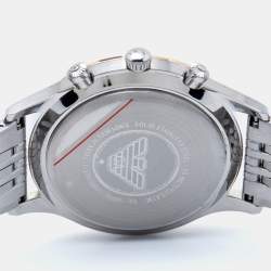 Pre Owned Emporio Armani Silver Grey Two-Tone Stainless Steel AR1864 Men's Wristwatch 43 mm