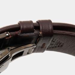 Pre Owned Emporio Armani Gunmetal Brown Black PVD Coated Stainless Steel Leather AR1932 Men's Wristwatch 42 mm