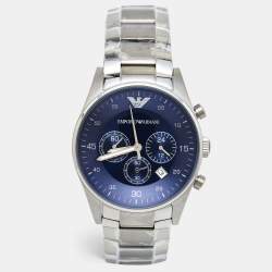 Pre Owned Emporio Armani Blue Stainless Steel AR5860 Men's Wristwatch 43 mm