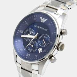 Pre Owned Emporio Armani Blue Stainless Steel AR5860 Men's Wristwatch 43 mm