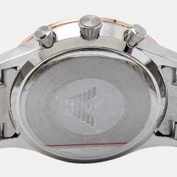 Pre Owned Emporio Armani White Two-Tone Stainless Steel AR11209 Giovanni Men's Wristwatch 43 mm