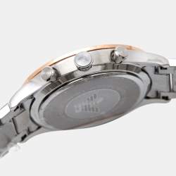 Pre Owned Emporio Armani White Two-Tone Stainless Steel AR11209 Giovanni Men's Wristwatch 43 mm