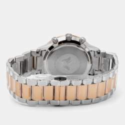 Pre Owned Emporio Armani White Two-Tone Stainless Steel AR11209 Giovanni Men's Wristwatch 43 mm