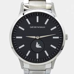 Pre Owned Emporio Armani Black Stainless Steel AR11118 Men's Wristwatch 43 mm
