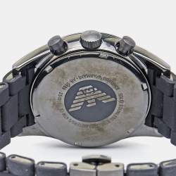 Pre Owned Emporio Armani Grey PVD Coated Stainless Steel Rubber Sport AR5889 Men's Wristwatch 43 mm