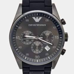 Pre Owned Emporio Armani Grey PVD Coated Stainless Steel Rubber Sport AR5889 Men's Wristwatch 43 mm