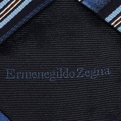 Ermenegildo Zegna Blue Striped Silk Tie 