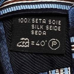 Ermenegildo Zegna Blue Striped Silk Tie 