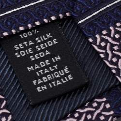 Pre Owned Ermenegildo Zegna Blue & Pink Patterned Silk Jacquard Tie