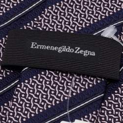 Pre Owned Ermenegildo Zegna Blue & Pink Patterned Silk Jacquard Tie