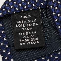 Pre Owned Ermenegildo Zegna Blue Patterned Silk Jacquard Tie