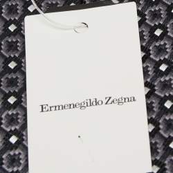 Pre Owned Ermenegildo Zegna Dark Grey Patterned Silk Jacquard Tie
