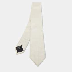 Ermenegildo Zegna Cream Polka Jacquared Silk Tie