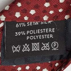 Pre Owned Ermenegildo Zegna Red Patterned Silk Skinny Tie 