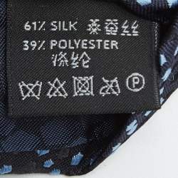 مملوكة مسبقًا Ermenegildo Zegna Navy Blue Patterned Silk Skinny Tie 