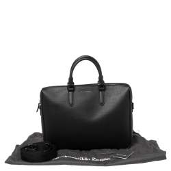 Pre Owned Ermenegildo Zegna Black Leather Stuoia Business Bag