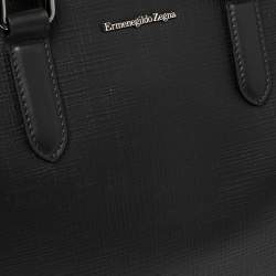 Pre Owned Ermenegildo Zegna Black Leather Stuoia Business Bag